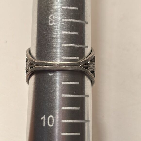 Vintage Oval Baltic Amber Ring with Ornate Silver Tone Floral Setting Size 9 - Picture 5 of 5